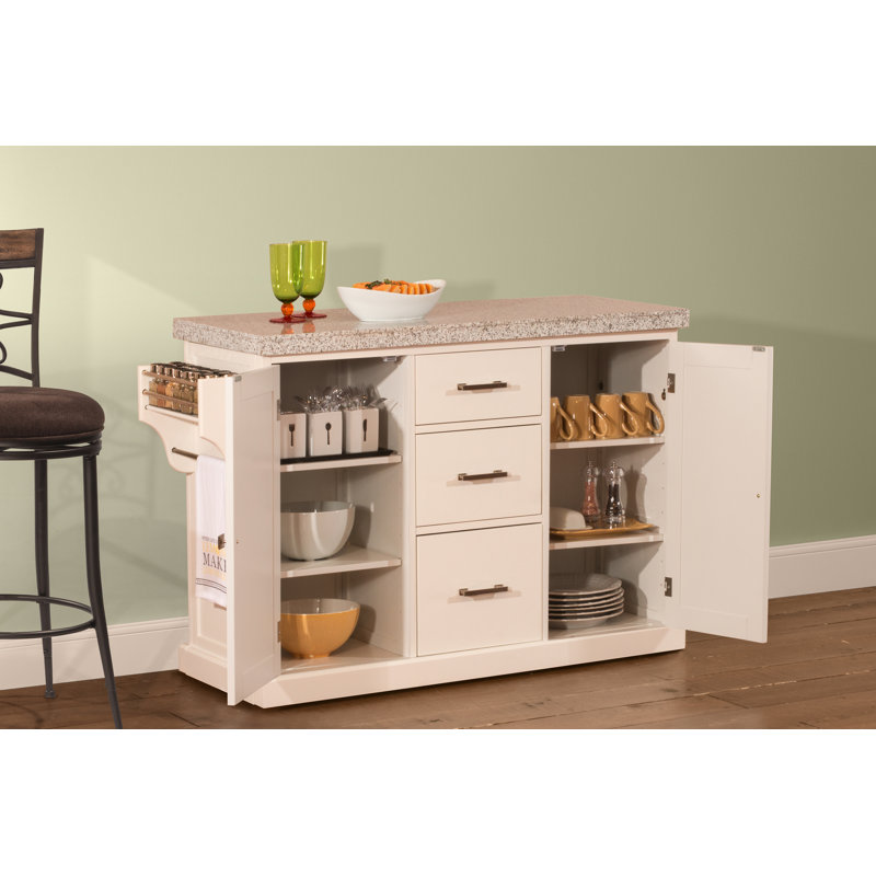 Gracie Oaks Jax Granite Kitchen Island & Reviews Wayfair